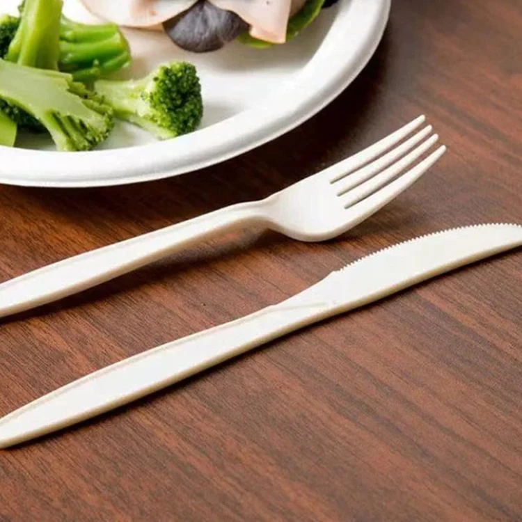 High Quality OEM Reusable biodegradable disposable cutlery Spoon fork knife Plastic utensils 6 inch 8inch