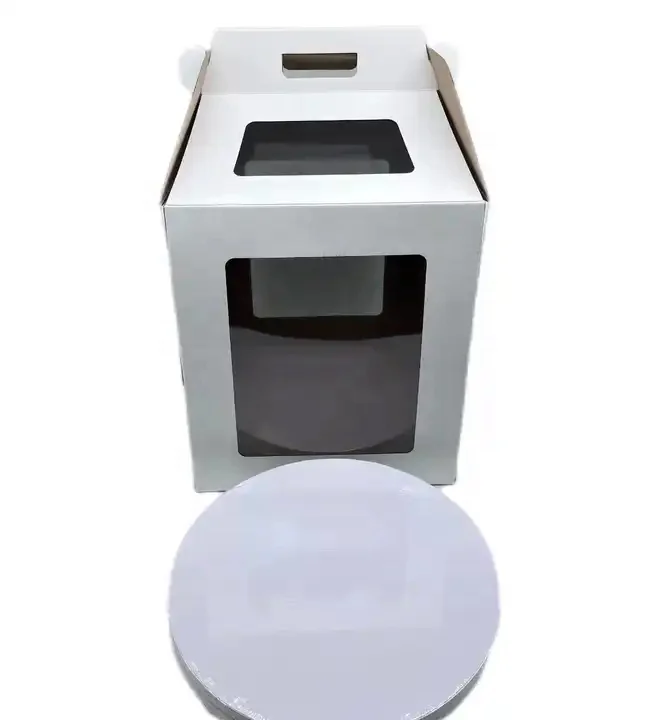 Custom printed kraft paper packaging boxes tall cake box with cake board