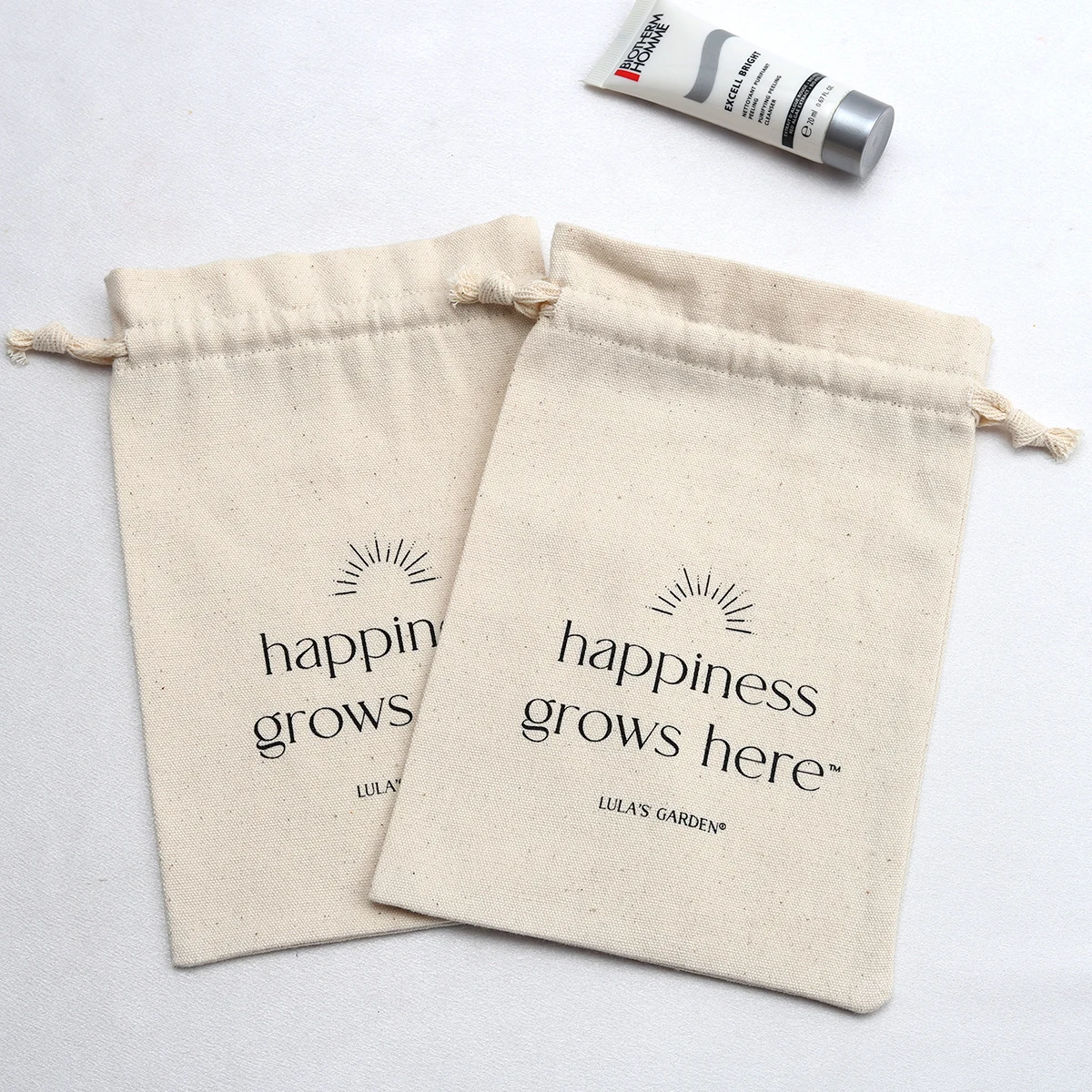 Custom Printed Recycled Organic Cotton Canvas Drawstring  Dust Bag With Logo Cotton Drawstring Pouch For Cosmetics