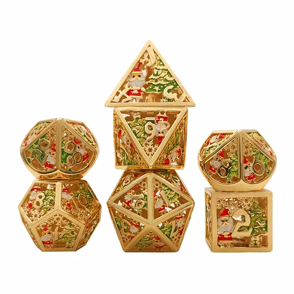 Best Christmas Gift Santa Metal Dice Premium Custom Metal dnd Dice Set Table Games