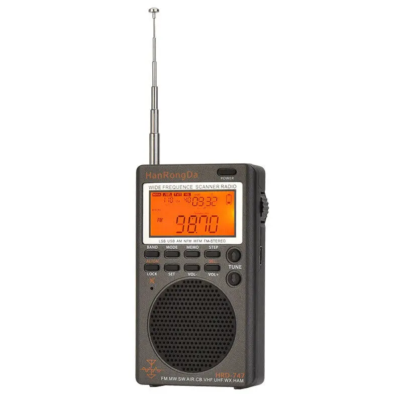 HRD-747 Портативный радиоприемник FM/MW/SW/AIR/сертификатом от сертификационной полно диапазонное радио внедорожные