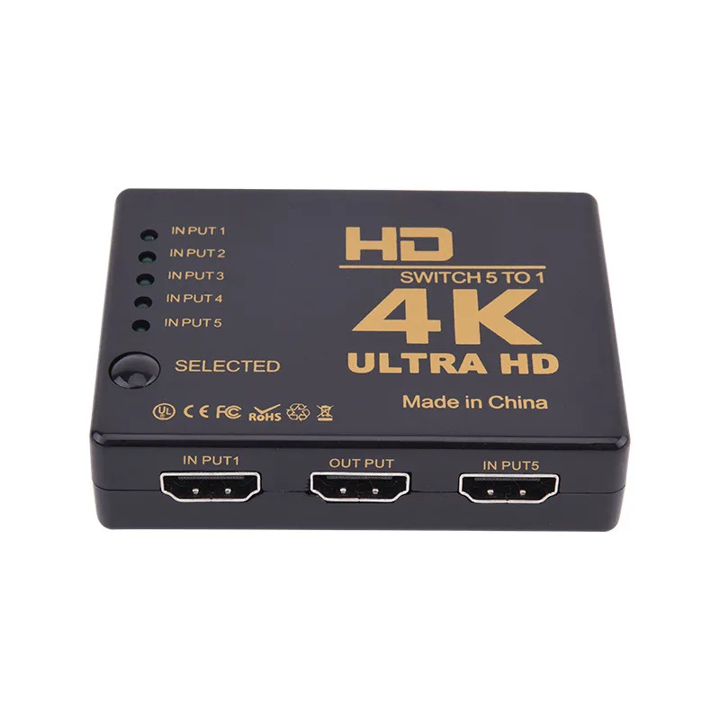 New Design 5 In 1 Out Hdtv Switcher 5x1 4k 30hz 5 Ports Hdtv Switcher Ir Receiver 4k Hdtv 5 Port