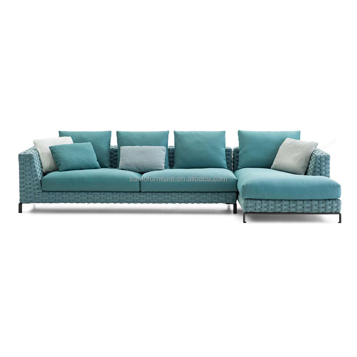 Factory Wholesale Price Modern Wicker Rattan Backyard Patio Sectional Garden Couch Corner Sofa Set Outdoor Furniture