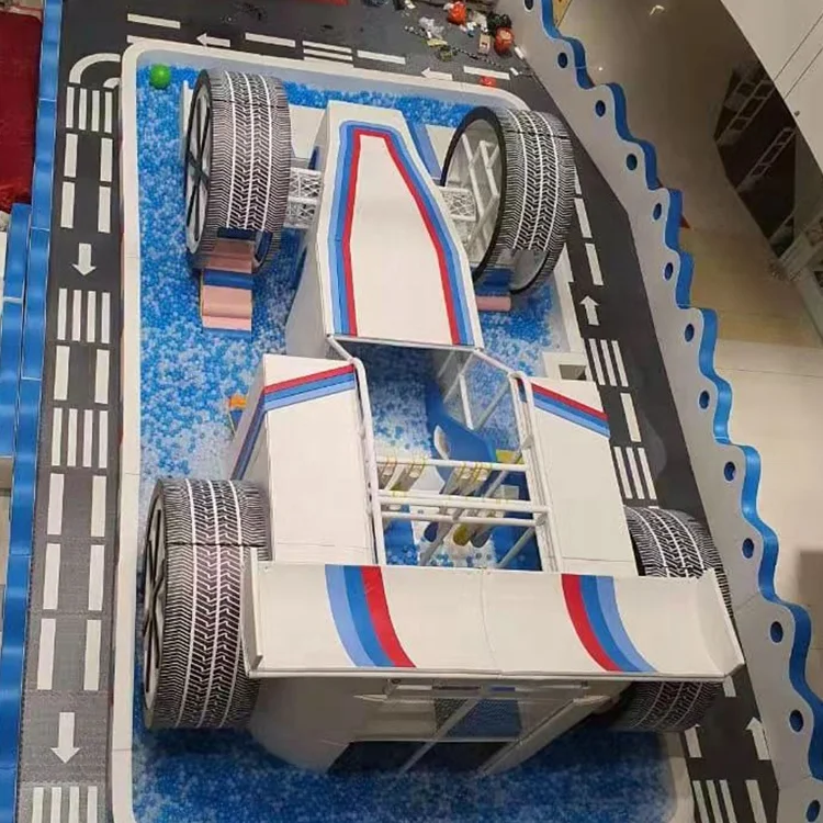 racing car set theme playground equipment with big ocean ball pool formula car soft indoor playground