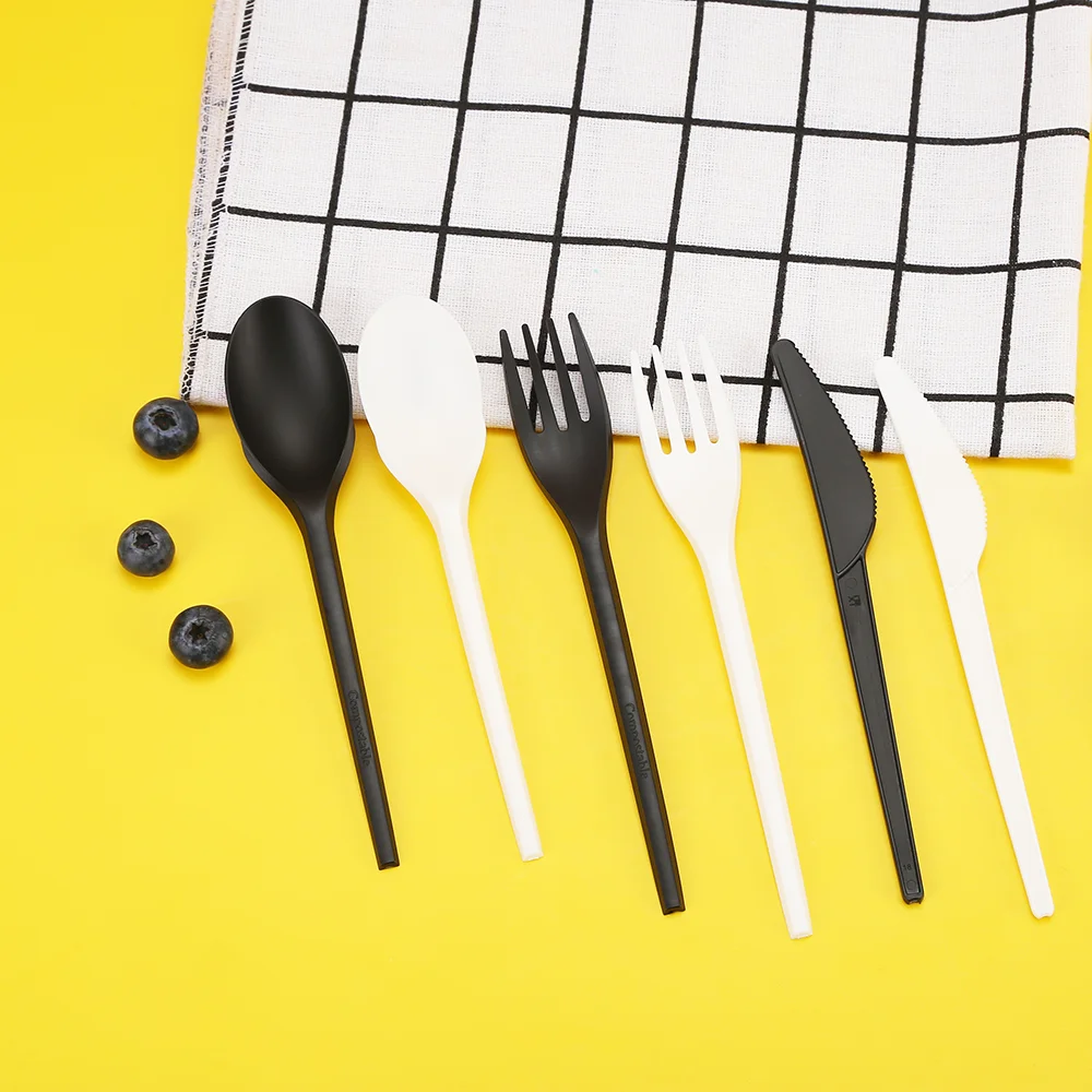 OK Compost Certified Food Grade CPLA Cutlery Set Manufacturer Compostable Tableware Fork Spoon Knife
