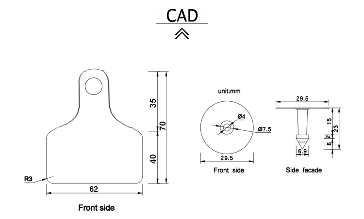 HED-ET113 ear tag for animals with chip serial number for livestock ear tag