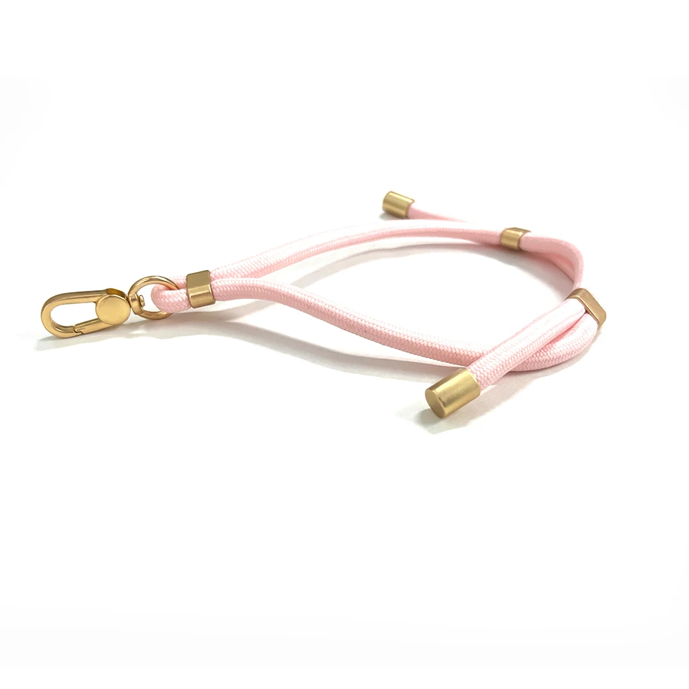 Factory Cheap Phone Lanyard Short Wrist Band Nylon Cotton Round Rope with Golden Accessories Available in Multiple Colors