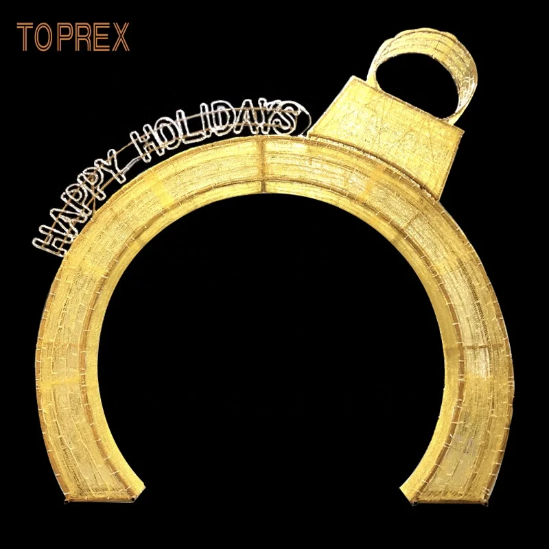 Happy holiday christmas new year event wedding decoration 3d golden acrylic art craft arch motif lights
