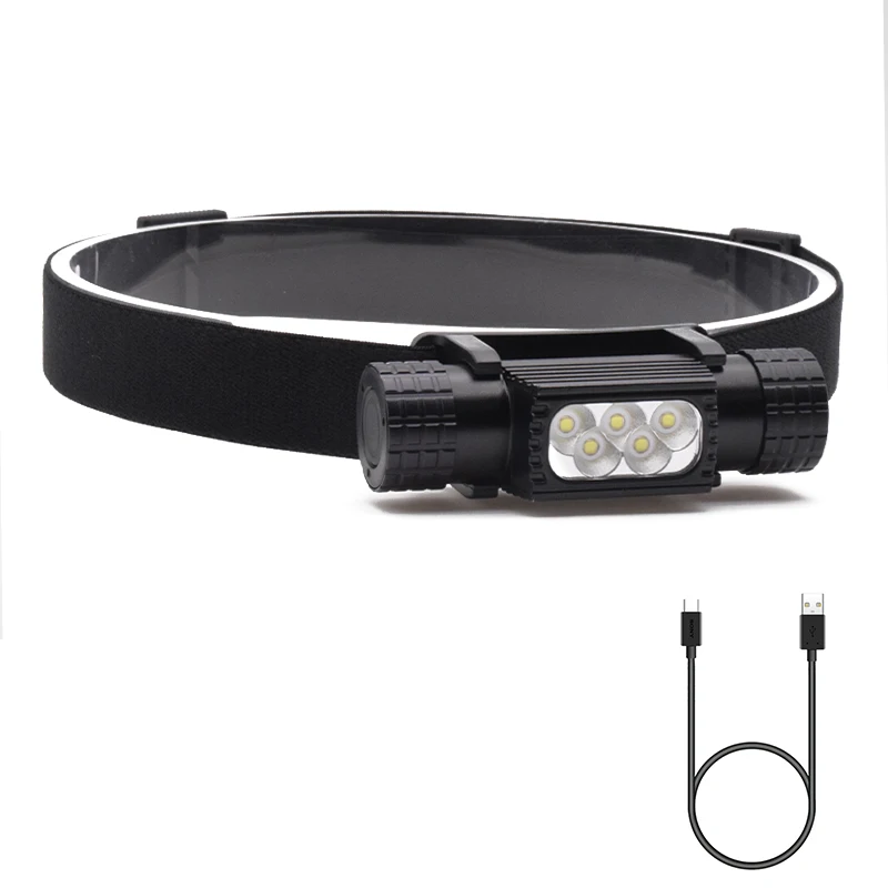 Заводской новый дизайн, материал из алюминиевого сплава, водонепроницаемый лучший перезаряжаемый мощный перезаряжаемый налобный фонарь с 5 Светодиодами