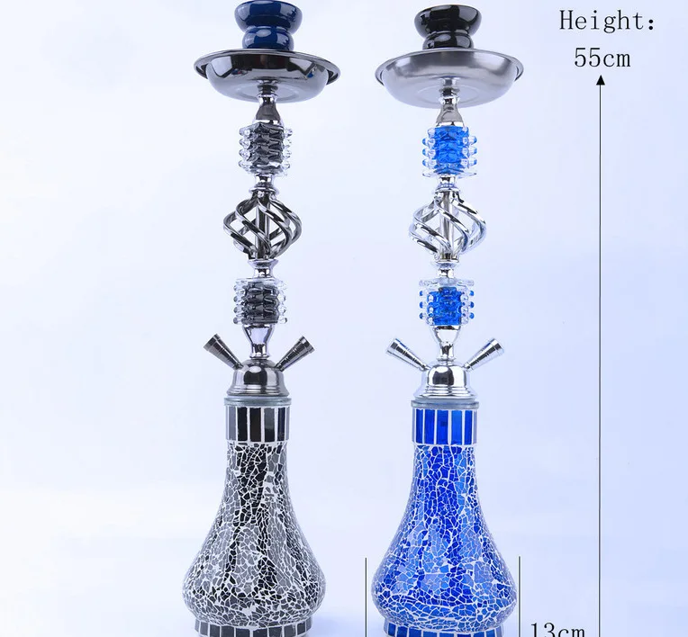 Stylish Hookah Blue Finishing Glass Shisha Hookah Smoking Accessories Smocking Pipe For Bars