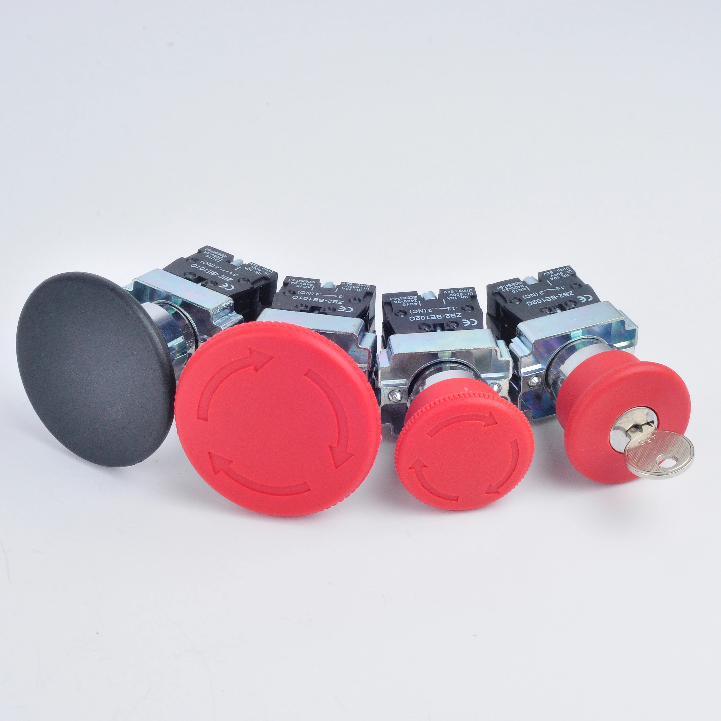 XB2-BS542 30mm 40mm 60mm emergency stop mushroom big  plastic metal push button switch self-locking 1NC