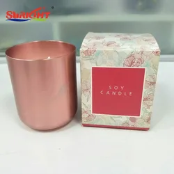 Candle soy wax scented 5% flavour metal aluminum high graved printing OEM costom small quantity retail candle vela