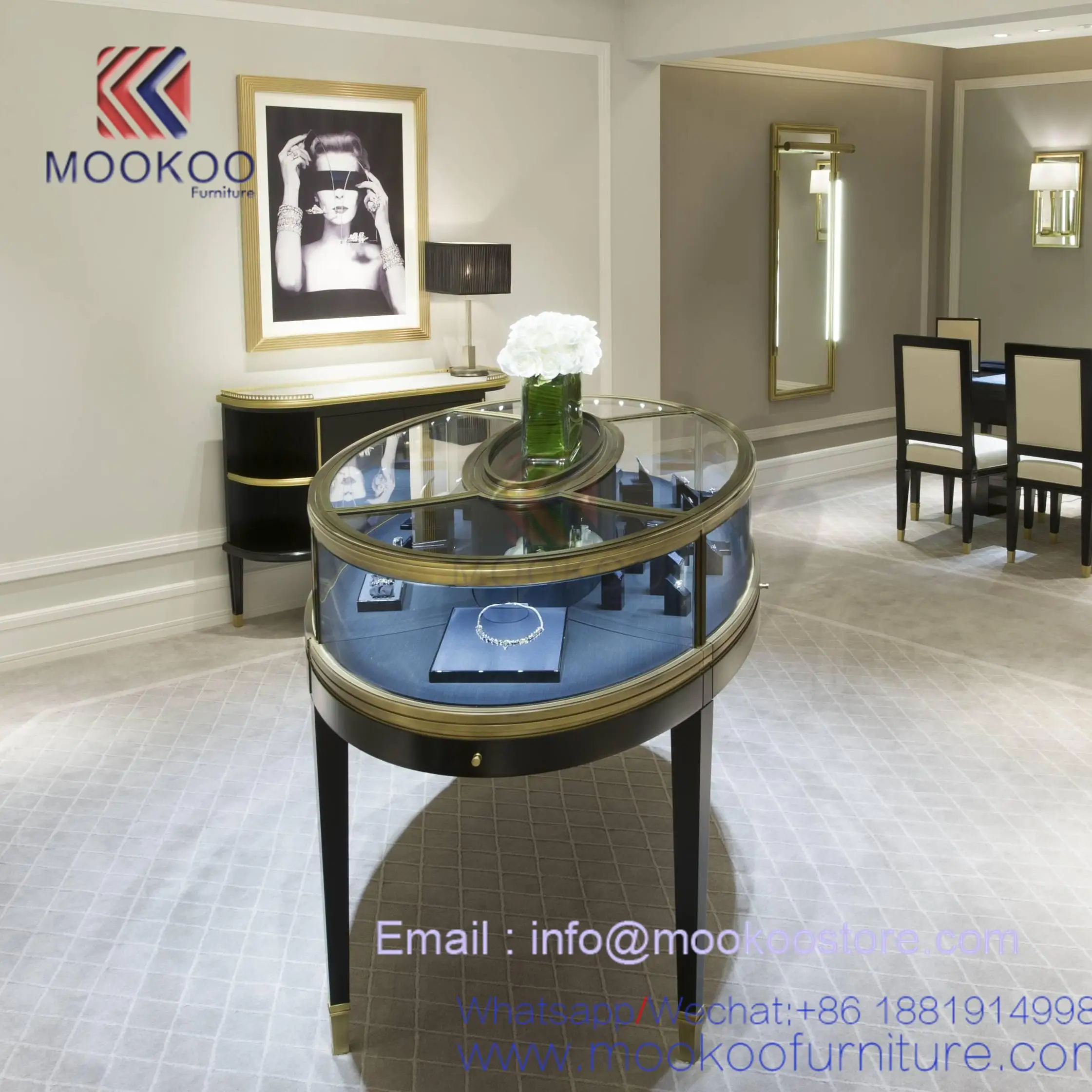 Harry Winston Style Customized Jewelry Furniture Showcase Kiosks Jewelry Display Furniture
