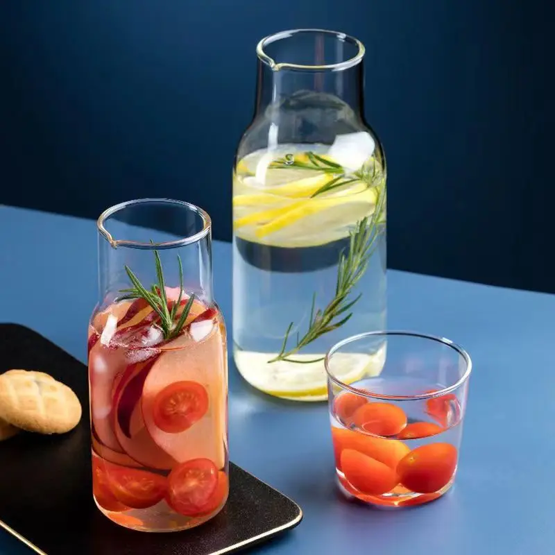 Mini Glass Water Bottle Heat-Resistant Juice Container  Flower Tea Pot Milk Cups  Beverage glass