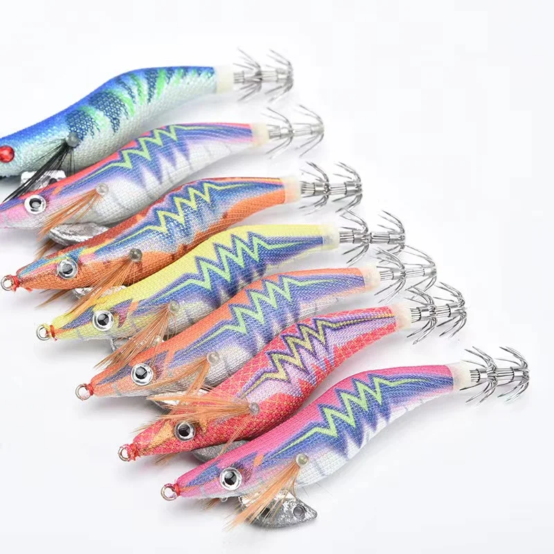 Cuttlefish Luminous Wobbler Colorful Wood Yozuri  Octopus Cuttlefish Japanese Squid Jig Shrimp Fishing  Lures For Saltwater