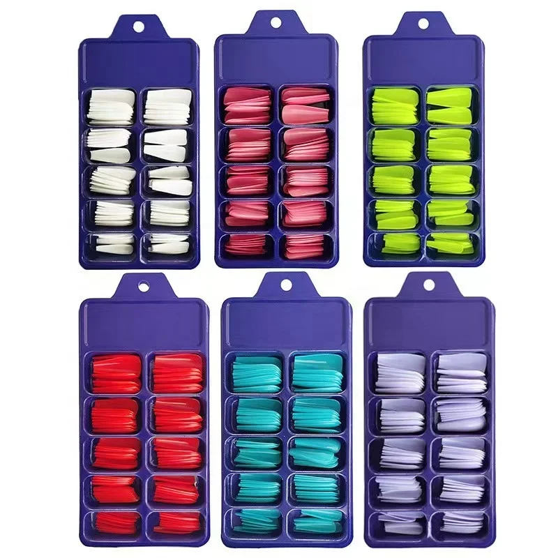 Hot 100Pcs Candy Color False Nail Tips Hot Full Cover Matte Acrylic Ballerina False Nails Tip