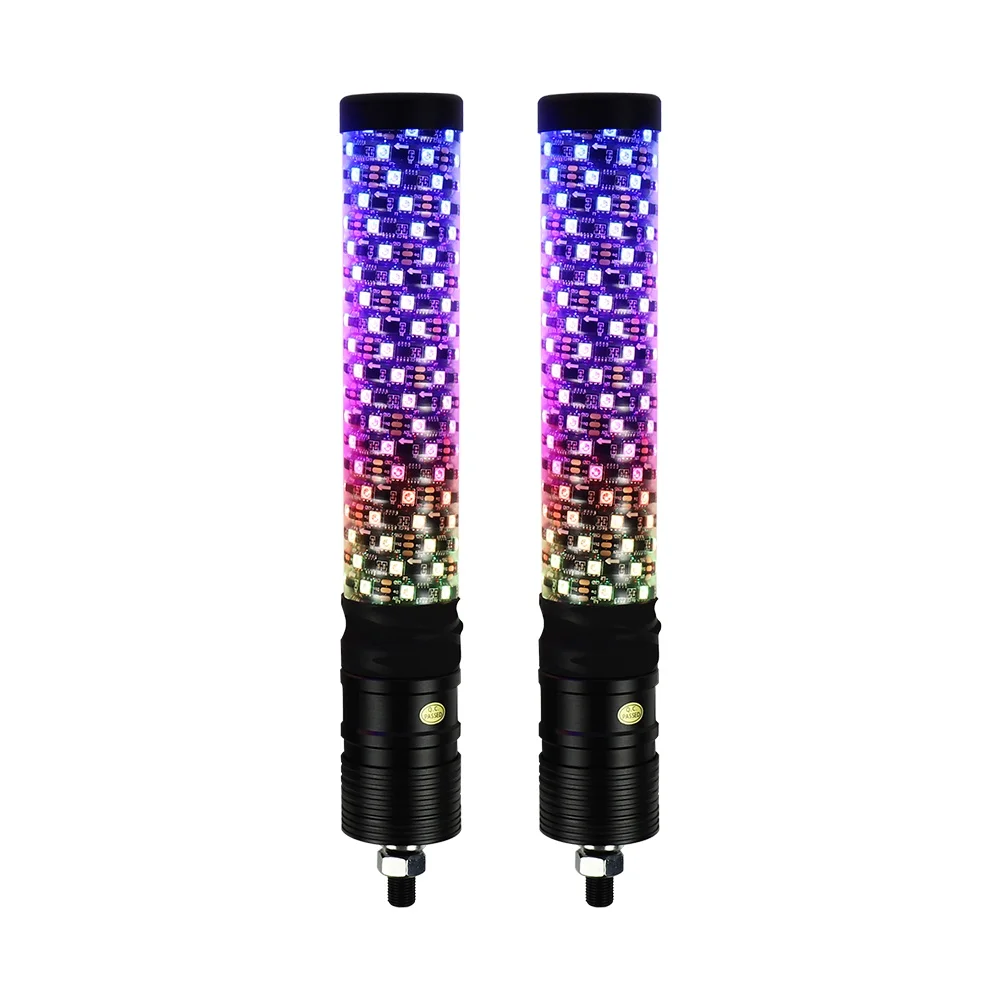 1FT RGB LED Whip Lights w/Flag Pole Remote Control Spiral RGB Chase Light for UTV, ATV, Off-Road, Truck, RZR, Can-am