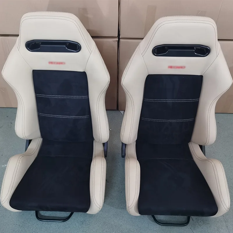 EDDYSTAR thickened wear-resistant and dirt-resistant white leather racing seat and black alcantara for all car