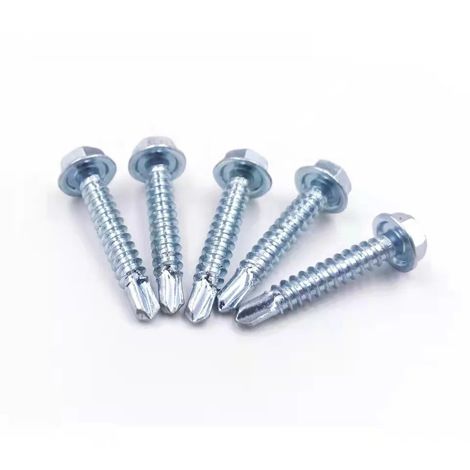 Carbon steel Hex Washer Head Metal Tek Screws Hexagon Self Drilling Screw