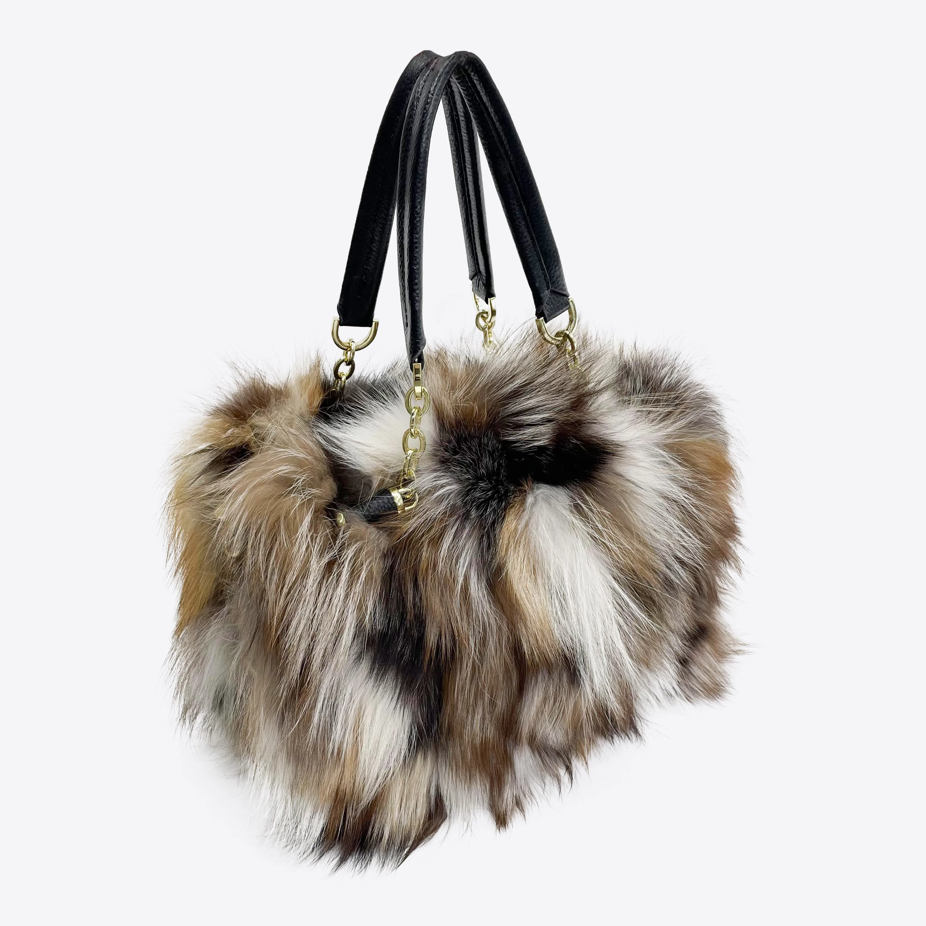 High Quality Luxury Fox Fur Lady Handbags Real Fox Fur Big Shoulder Bag Women Handbag