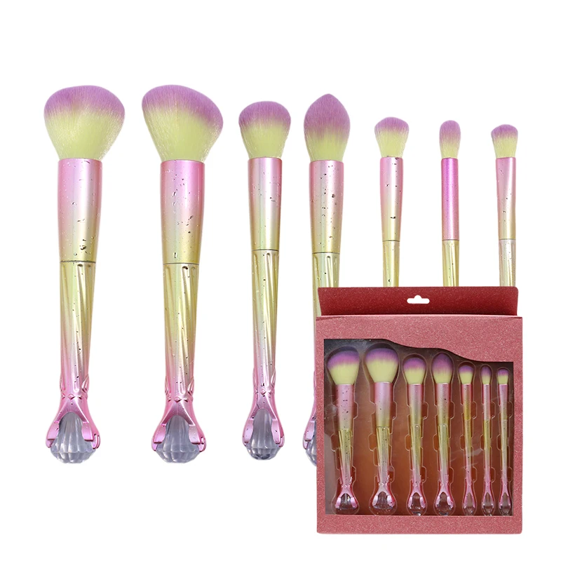 professional luxury high end fluffy facial body contour makeup brush set with logo fancy crystal foundation make up brush custom