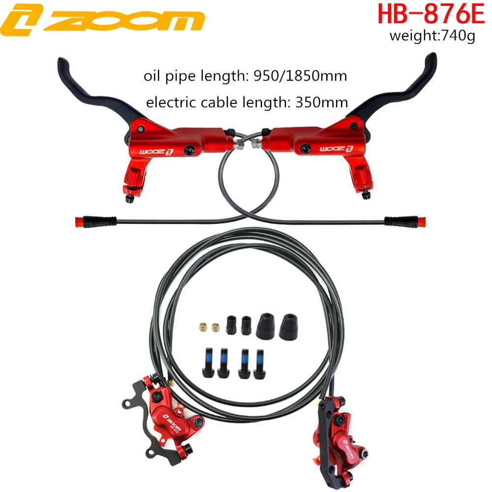 ZOOM HB-876E Power-off Hydraulic Brakes Set 4 Pistons Electric Bike E Scooter Hydraulic Brake Set