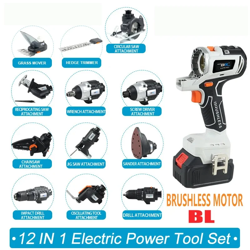 Hot Sale OEM 20V 12-in-1 Electric Cordless Power Set Multi-Function Rechargeable Lithium Battery 12-in-1 Combination Hard Case