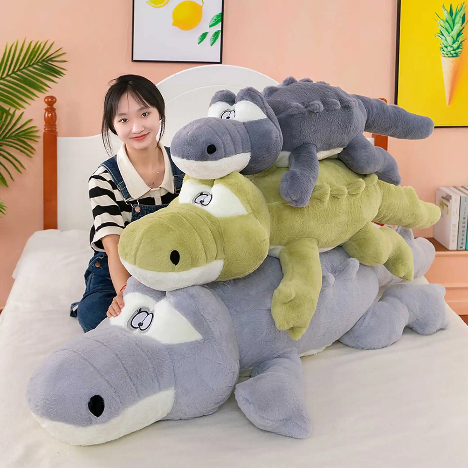 custom wholesale creative Cute funny Lifelike new colorful crocodile plush long big nose doll stuffed animals for kids gifts