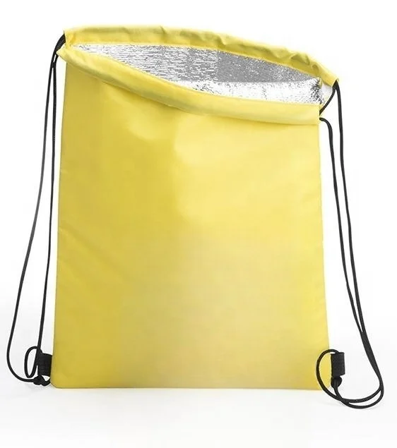 HD-CB03 Waterproof polyester drawstring foldable curlable storage cooler bags backpack with sublimation lunch bag