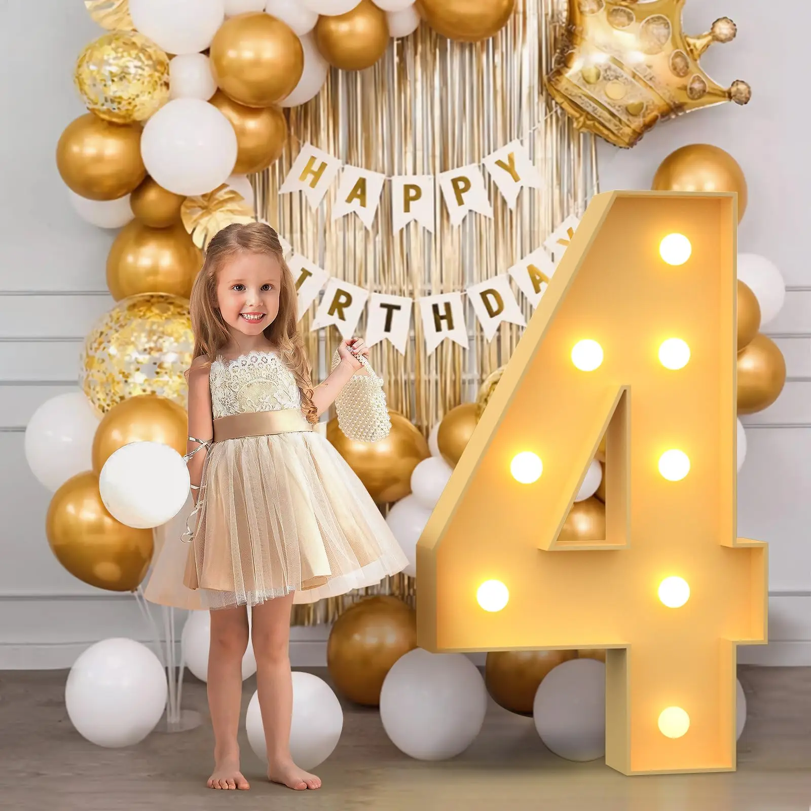 Customized Party Props with Homemade KT Board Lights LED Large Digital Lights Baby Banquet Birthday Party Decorations