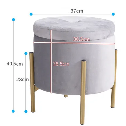 Legs Powder Coated Finish Round Storage Ottoman Chair KD Metal Home Furniture Living Room Furniture Home Stool & Ottoman Modern