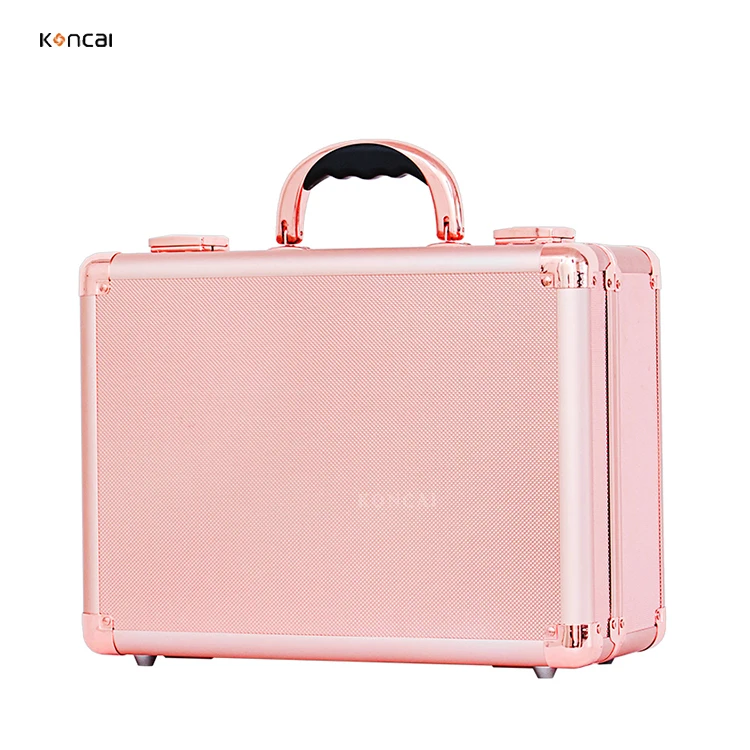 FAMA factory KONCAI  Hot Selling Portable Rolling Studio Case LED Lighted, makeup kit box rose gold  makeup case with light