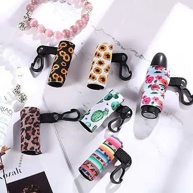 Portable Lip Balm Mini Pouch Case With Keychain Neoprene Cosmetic Lipstick Organizers Holder