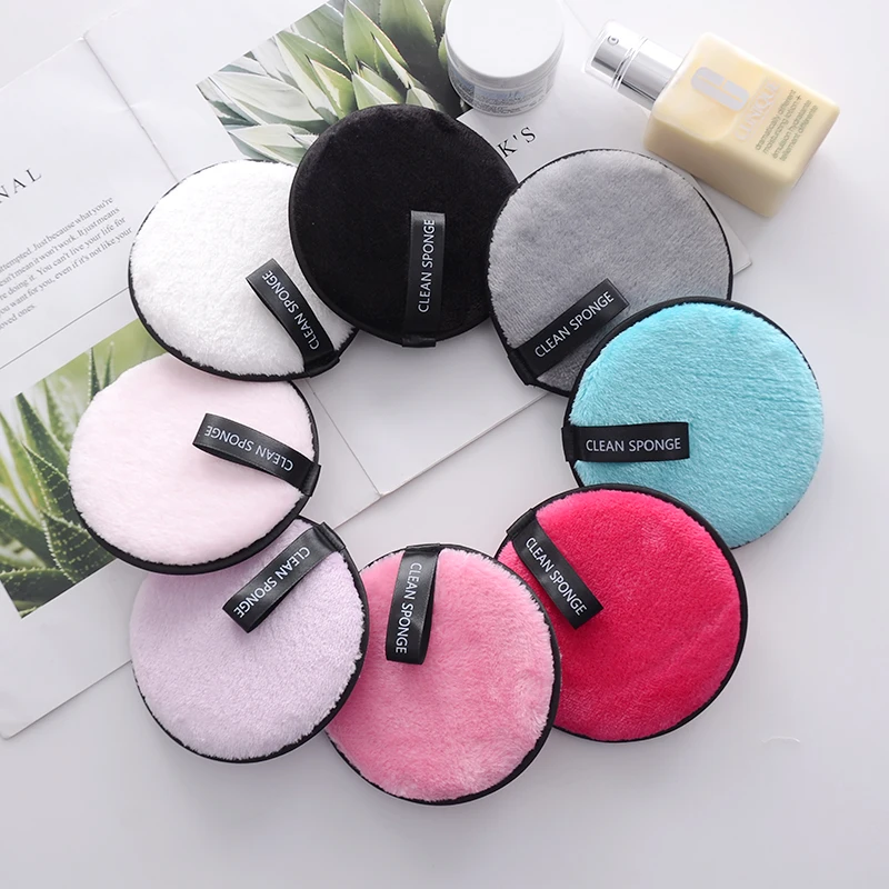 Hot Selling Round Makeup Remover Cleaning Sponges Microfiber Washable Facial Makeup Remover Pads