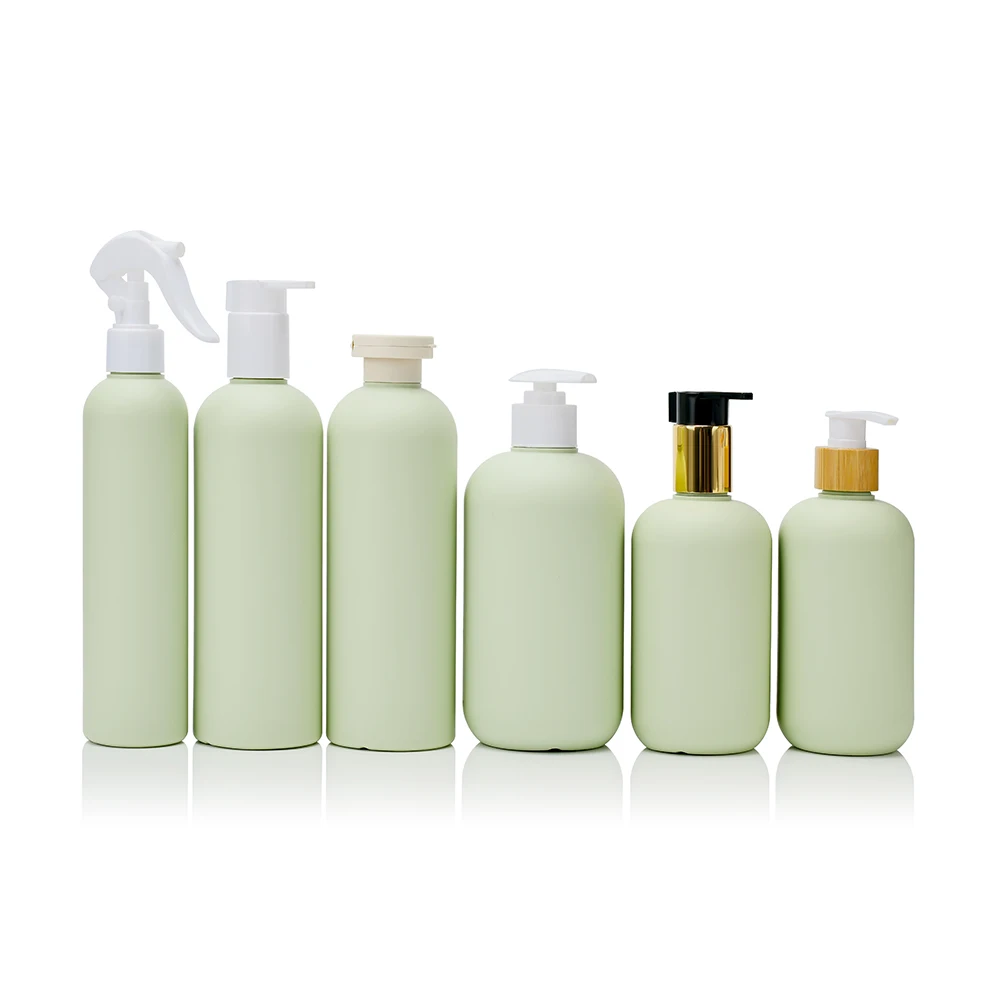 Eco-friendly  green HDPE 200ml 300ml 400ml 500ml Soft Cosmetic Packaging  Body Lotion plastic Shampoo Bottle