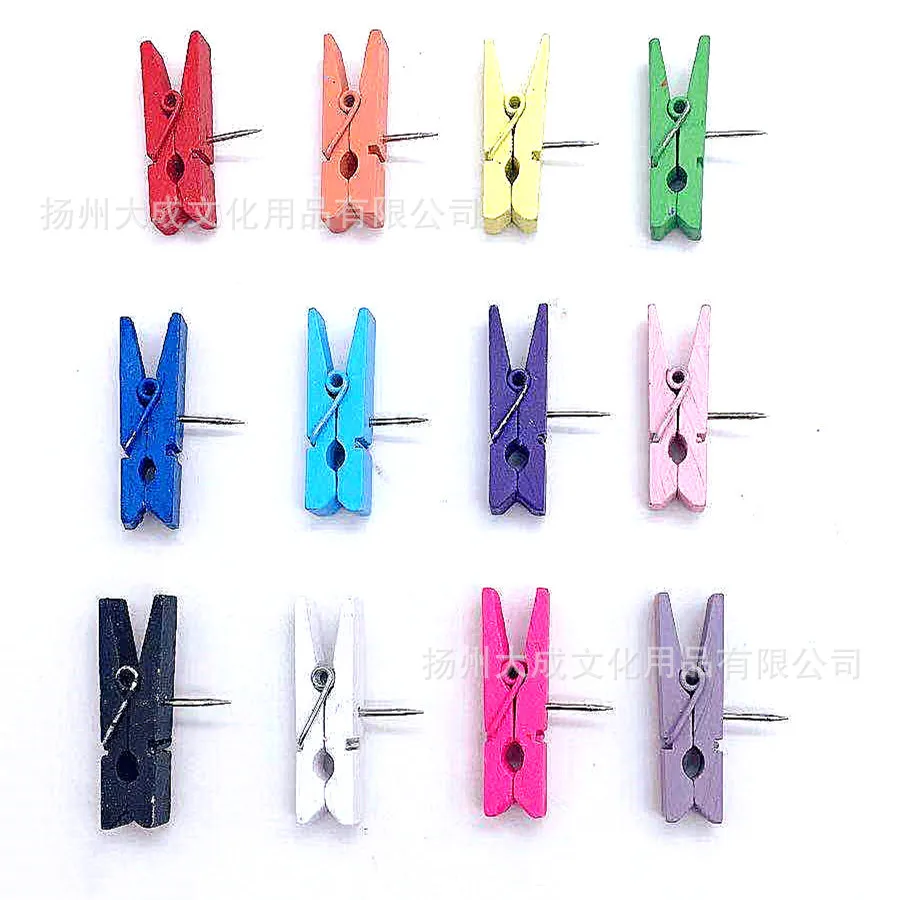 Factory 35mm Decorate Wooden Drawing Clips Paper Clip Wood clamp pins Wooden Thumbtack Pushpins