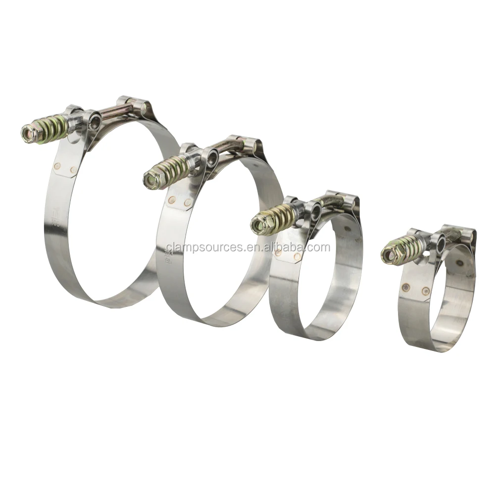 SS304 2.5' Spring Load Turbo Intake Silicone Hose Clamp Customizable Stainless Steel T-Bolt Clamps from Clampsource LTD