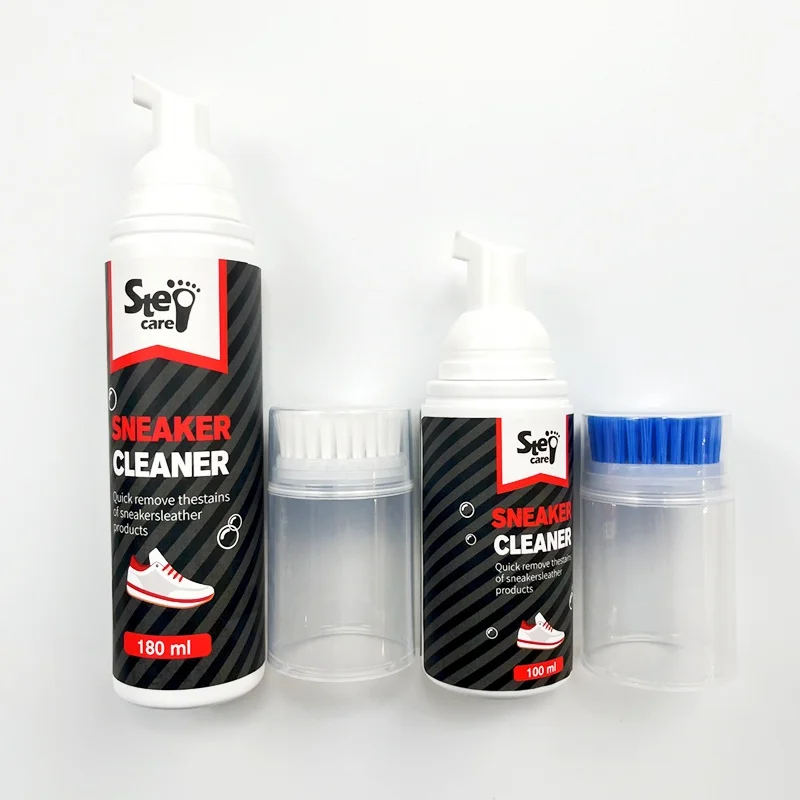 High Quality Shoe Care Kit 100ml and 180ml sports shoe Cleaning Kit with brush head