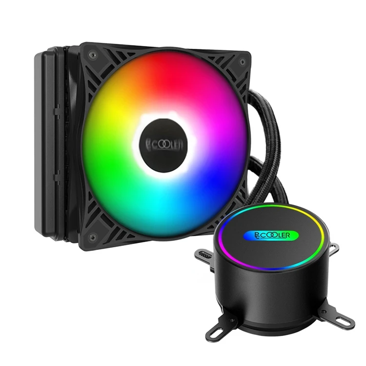 PCCOOLER Hot sale corona RGB liquid all in one 120mm radiator dual fans TDP 250W 5V 3PIN cpu cooler