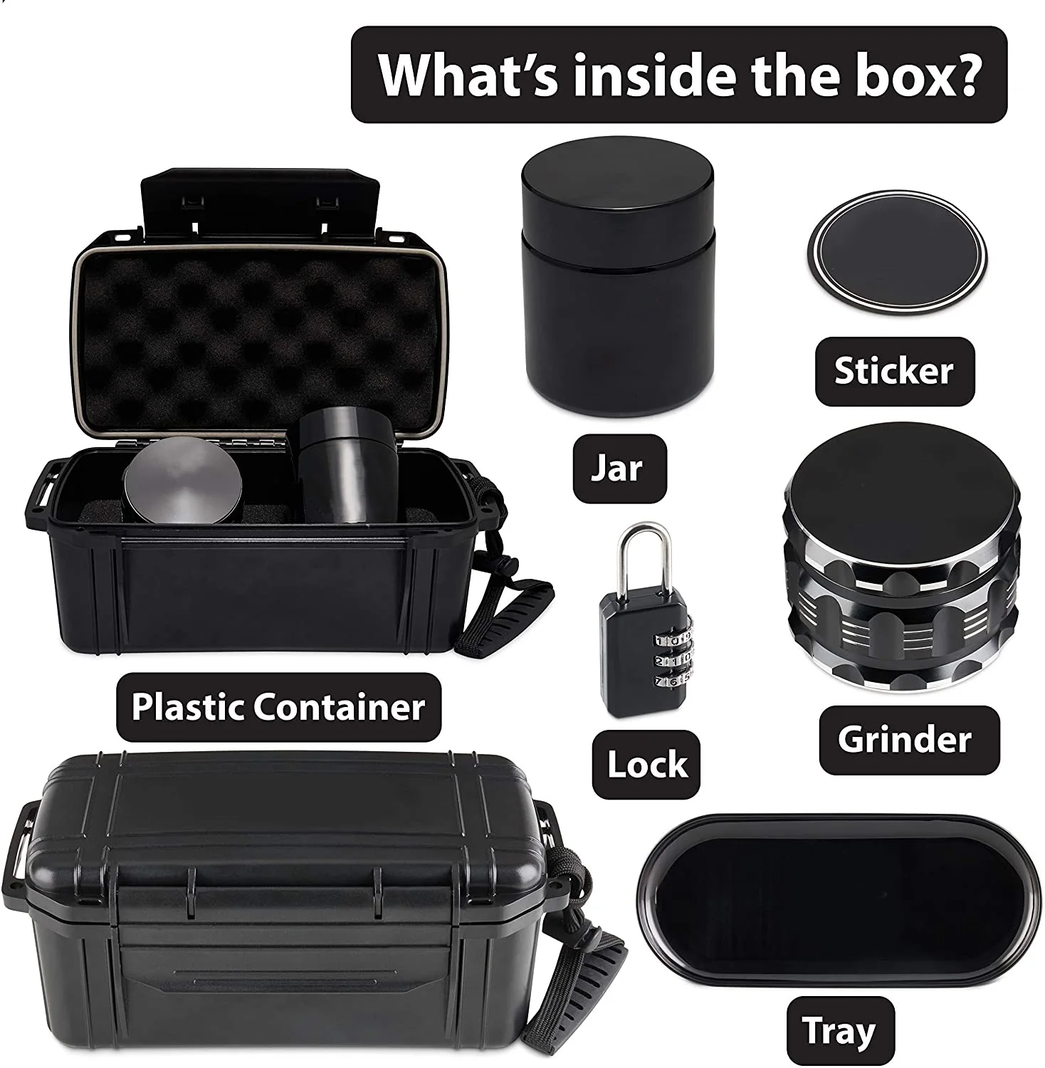 Custom Logo Printed Metal Grinder Jar Smell Proof Container Metal Rolling Tray Set Smoking Kit