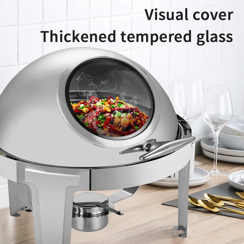 round electric stainless steel visual equipment food warmer chafing dish buffet set for catering