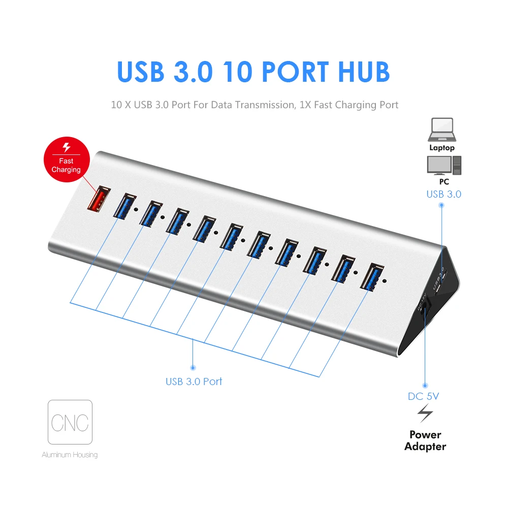 Usb10 port 2.0HUB extension interface usb plug HUB with power supply of 11 HUB splitter.