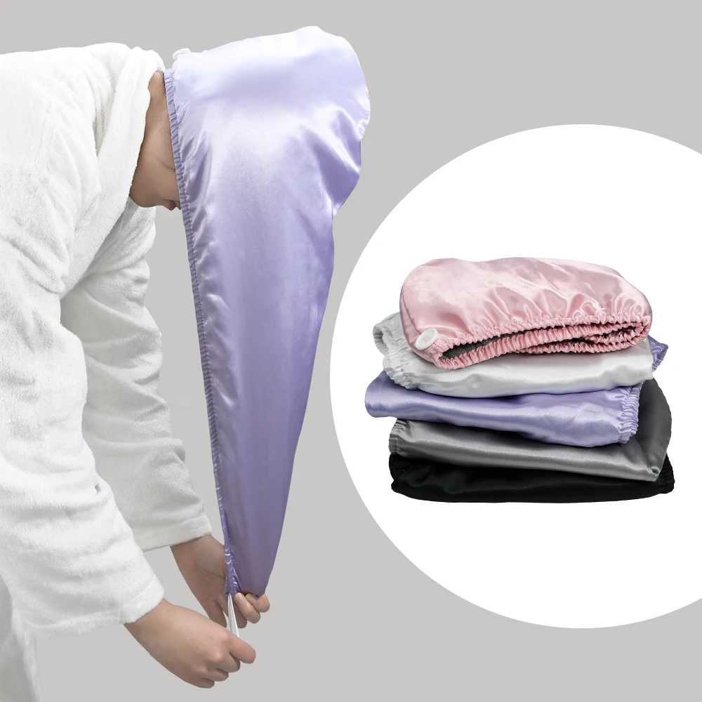 Factory microfiber turban microfibre hair towel wrap luxury satin silk hair towels quick dry towel for hair