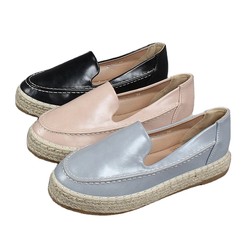 Высококачественные мягкие повседневные Эспадрильи на плоской подошве; Женская джутовая обувь