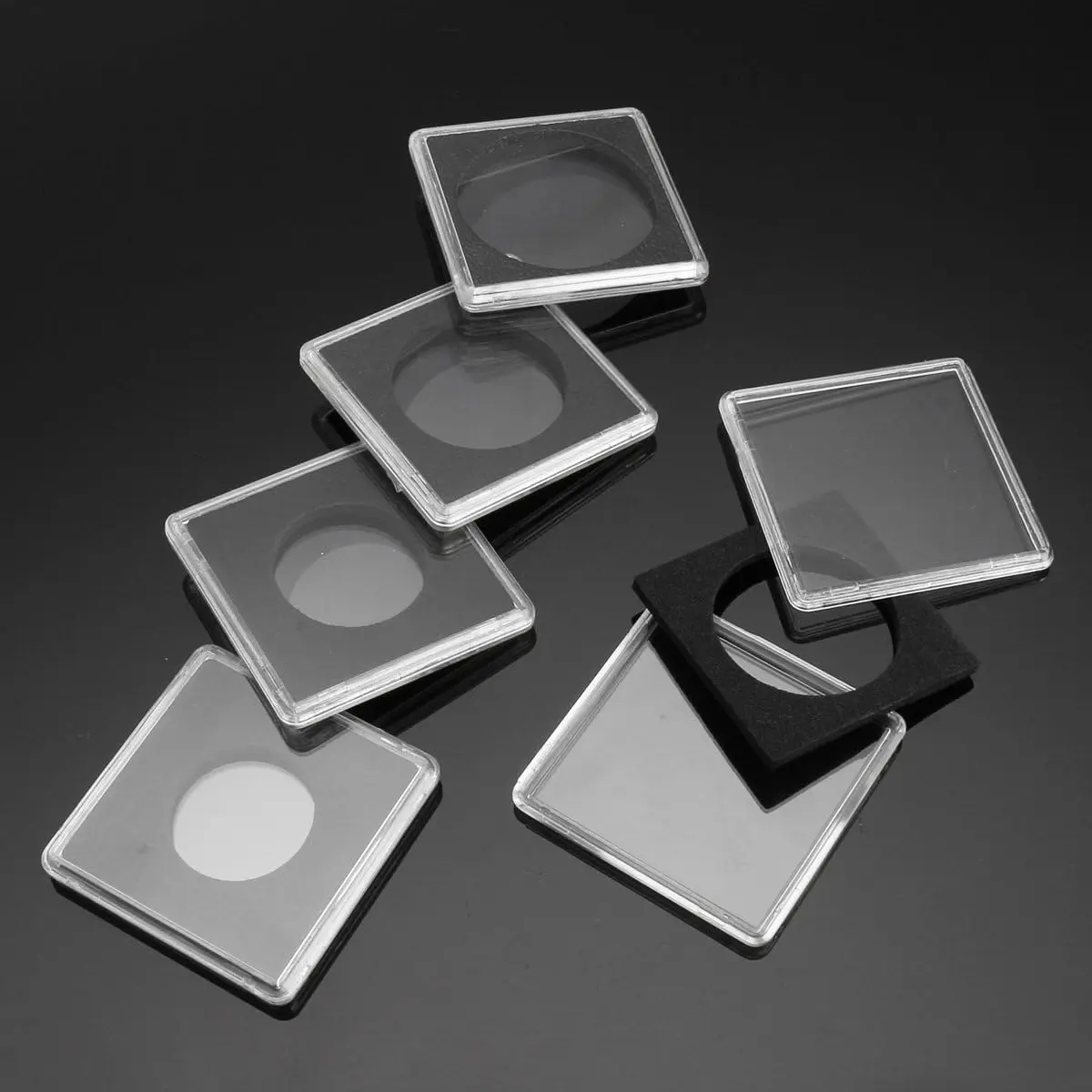 Clear Square Coin Capsule Box Quadrum Coin Holder