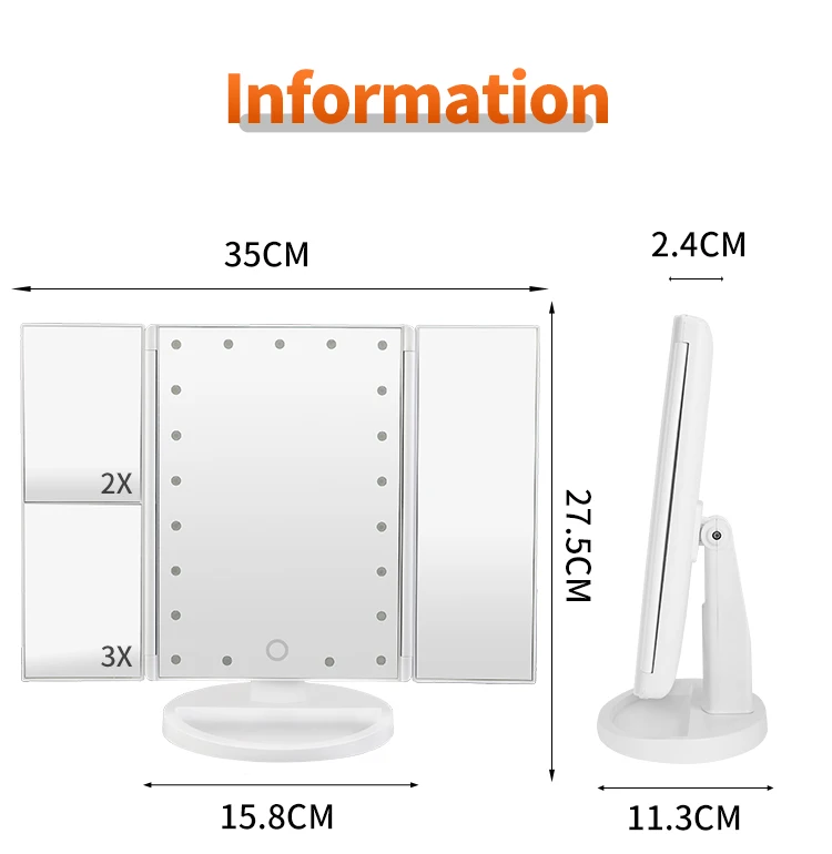 Fullkenlight desktop touch compact led makeup mirror smart make up mirror with led light