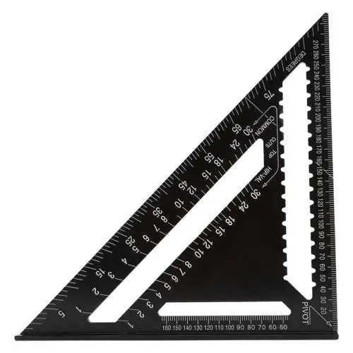High precision 7' 12' Aluminum alloy triangular plat try square Black oxidation metal ruler protractor triangle ruler