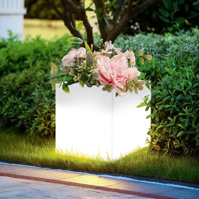 Waterproof Ip54 Led Lighted Flower Pot Exhibition Luminous Colorful Flowerpot Outdoor Home Decoration Light Vases