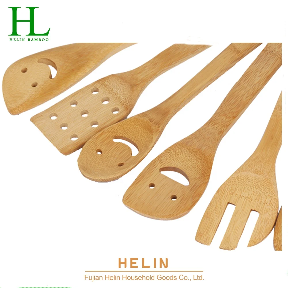 12 Inch Bamboo Kitchen Utensils Bamboo Spoon Spatula Utensil Set