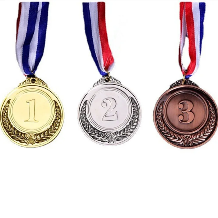 Custom Factory blank football soccer trophy medals plaques gold silver bronze one two three medal sport metal medals with ribbon